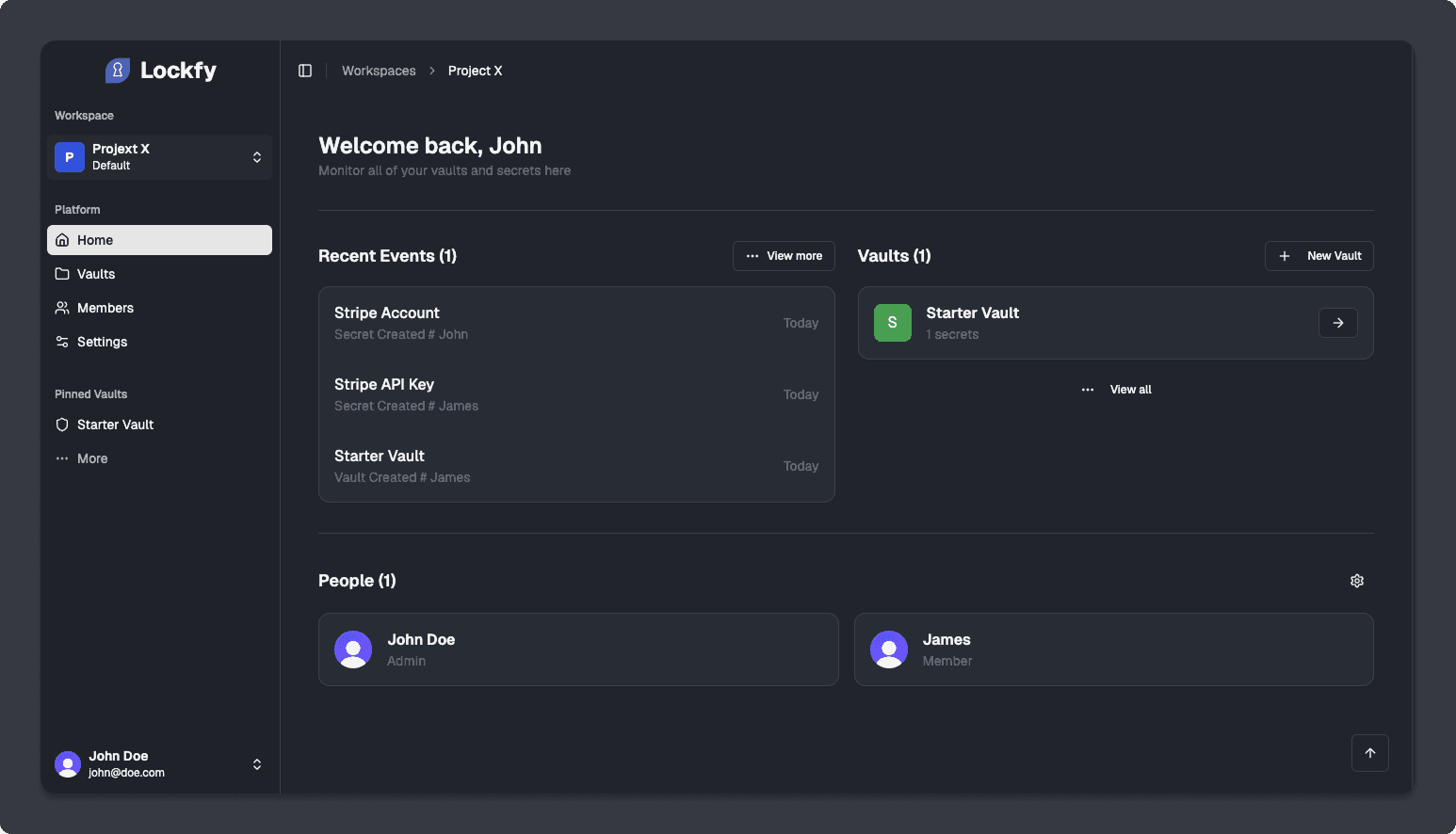 Platform dashboard